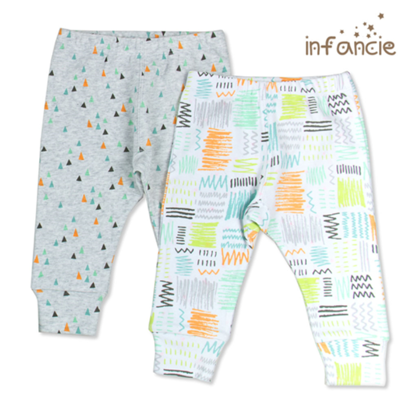 Infancie Baby Pants Set of 2 Pcs (100% Cotton) Grey/Green